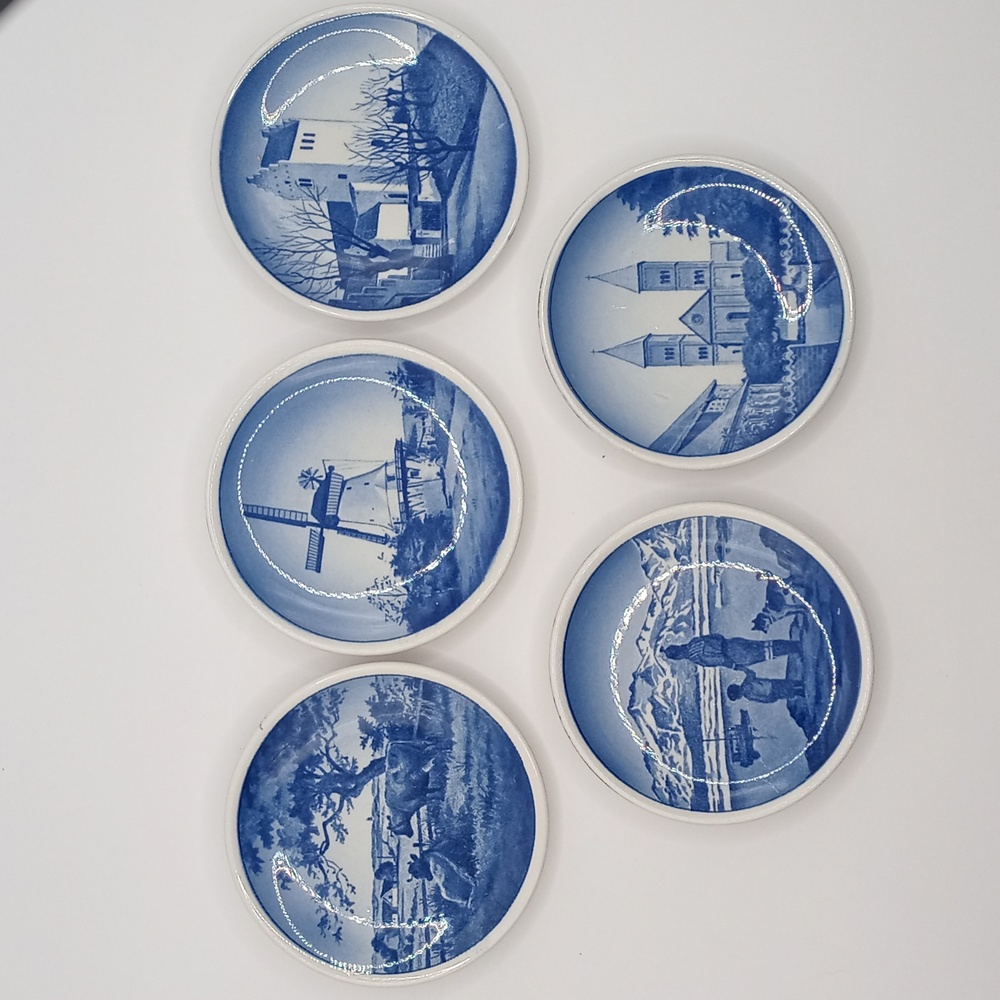 Vintage Set of 5 Mini Royal Copenhagen Plates